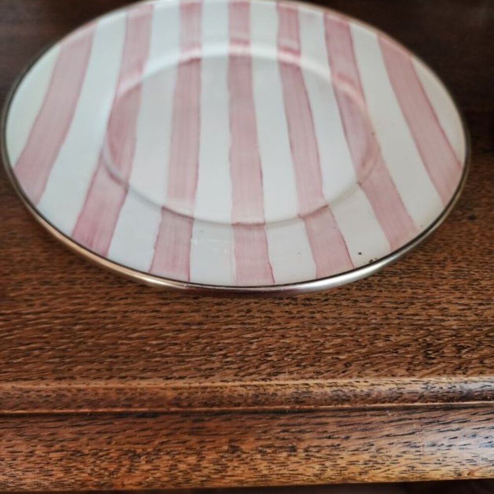 MACKENZIE-CHILDS BUTTER CUP DOMED BUTTER DISH WITH ROSY CHECK PLATE - Picture 5 of 5